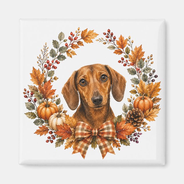 Imã Coroa de Outono de Dachshund (Frente)