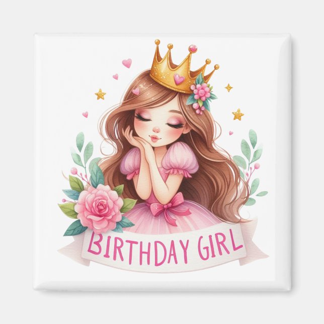 Imã Coroa de Princesa Menina de Aniversário (Frente)