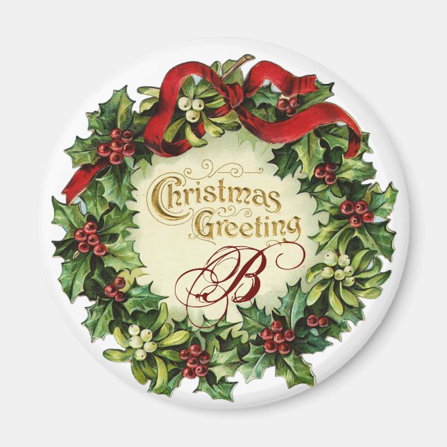 IMÃ COROA DO NATAL COM VISCOS E BAGAS DO AZEVINHO (Frente)