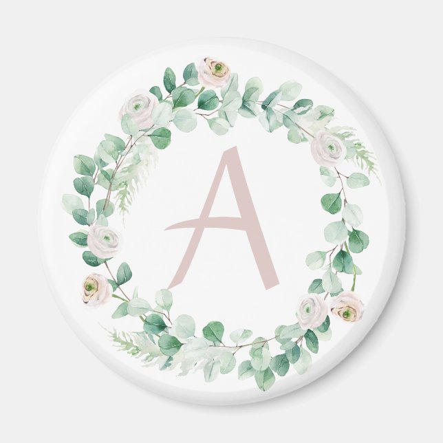 Imã coroa primavera com letra personalizável (Frente)