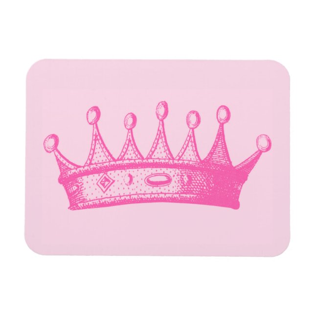 Ímã Coroa princesa magenta em fundo rosa (Horizontal)