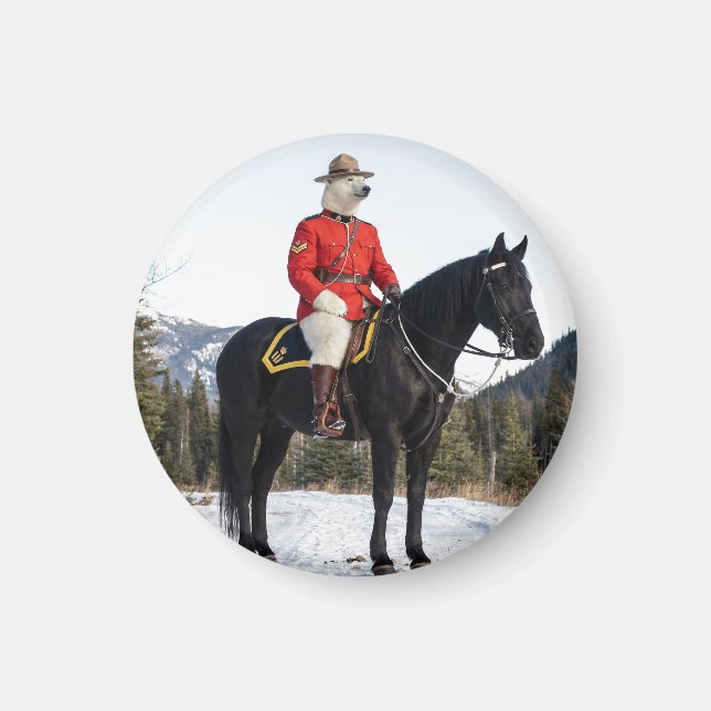Imã Corporal da RCMP de Urso Polar a Cavalo (Frente)