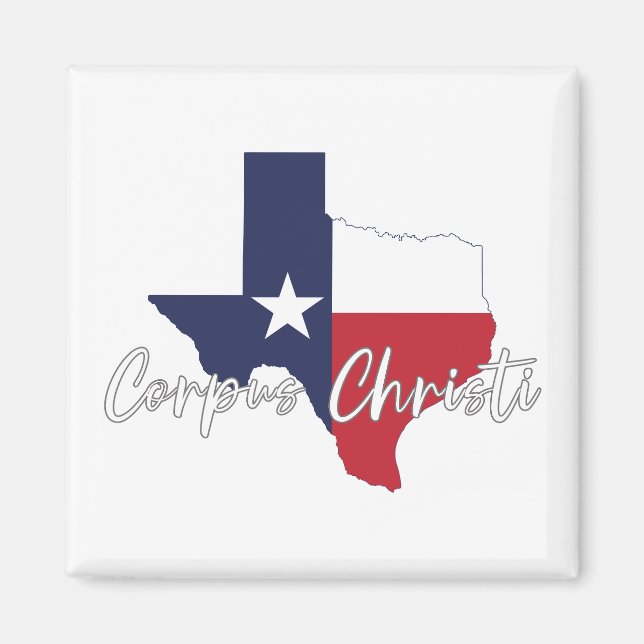 Imã Corpus Christi, Texas Flag Map Magnet (Frente)