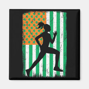 Imã Corredora Feminina Bandeira Irlandesa Americana Di