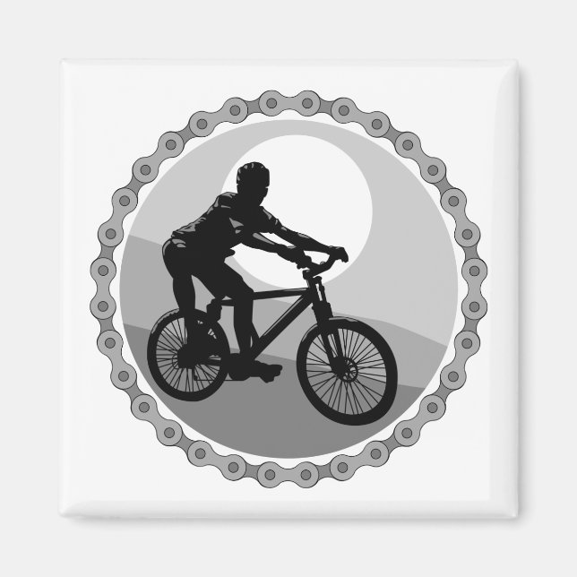 Imã corrente de bicicleta de montanha em tons de cinza (Frente)