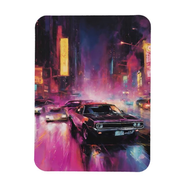 Ímã Corrida noturna em Vibrant City (Vertical)