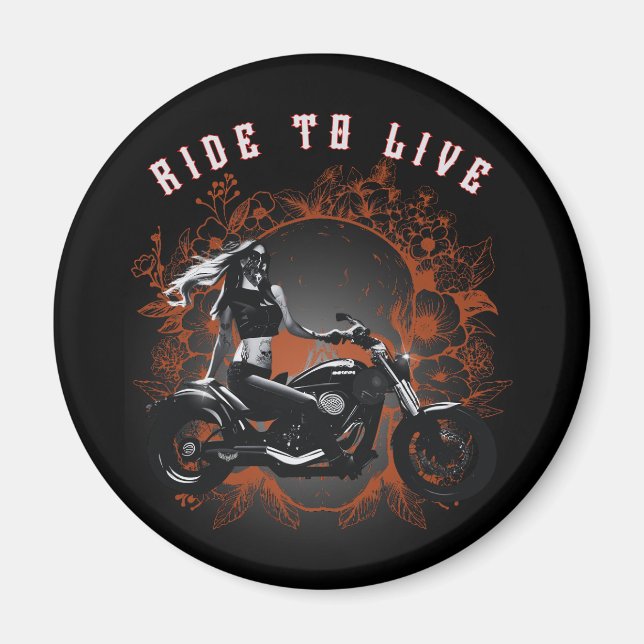 Imã Corrida para a vida - Menina Biker (Frente)