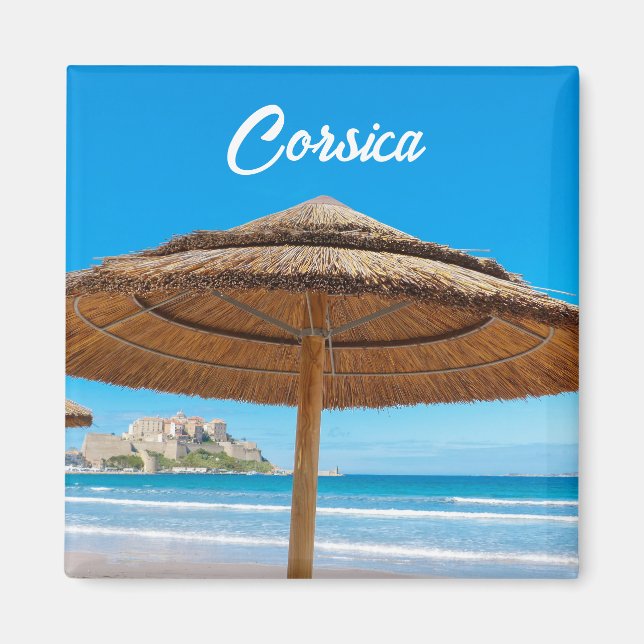 Imã Córsega Calvi Citadel e Beach Souvenir (Frente)