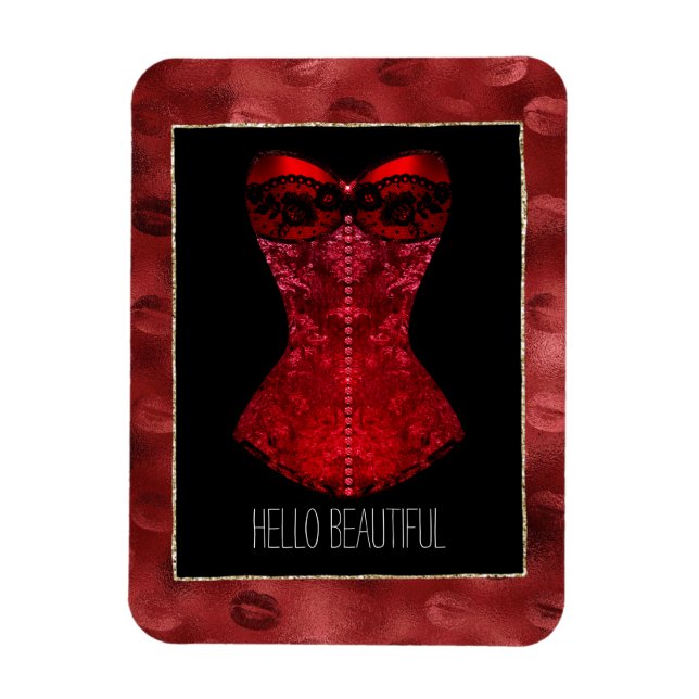 Ímã Corset de Lábios Vermelhos (Vertical)