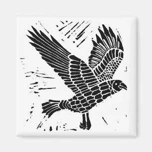 Imã Corte de Raven Lino Voador Negro e Branco