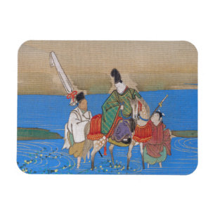 Ímã Cortesão masculino a cavalo que cruza o rio (1839