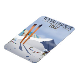 Ímã Cortina d'Ampezzo Itália Ski poster Art Impressã