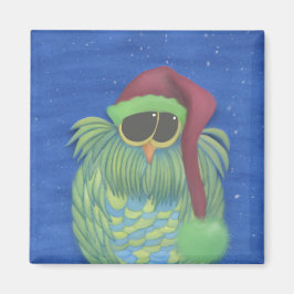 Imã Coruja Adorável com Papai Noel