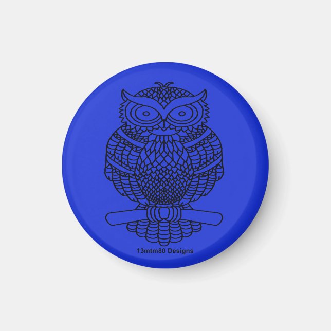 Imã Coruja (azul escuro) - Ímã (Frente)
