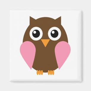 Imã Coruja cor-de-rosa