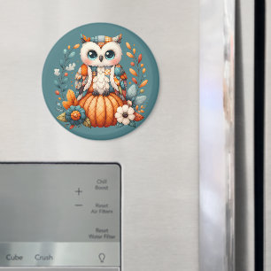 Imã Coruja de Patchwork em Abóbora — Cottagecore Outon