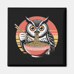 Imã Coruja Escorregando Ramen Japonês Estilo Ukiyo-e V
