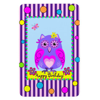 Ímã Coruja Feliz Aniversário Texto Fotográfico Magnet