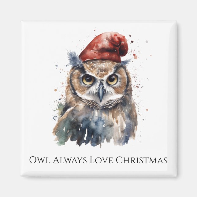 Imã Coruja Invernal Encantada, personalizada (Frente)