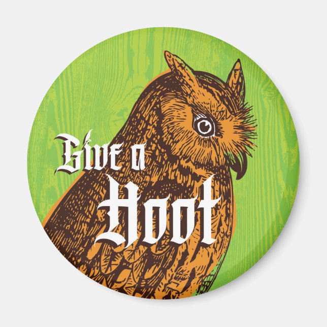 Imã Coruja Magnet Laranja Madeira (Frente)