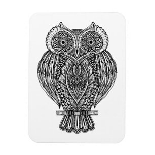 Ímã Coruja ornamentado tirada mão inspirada