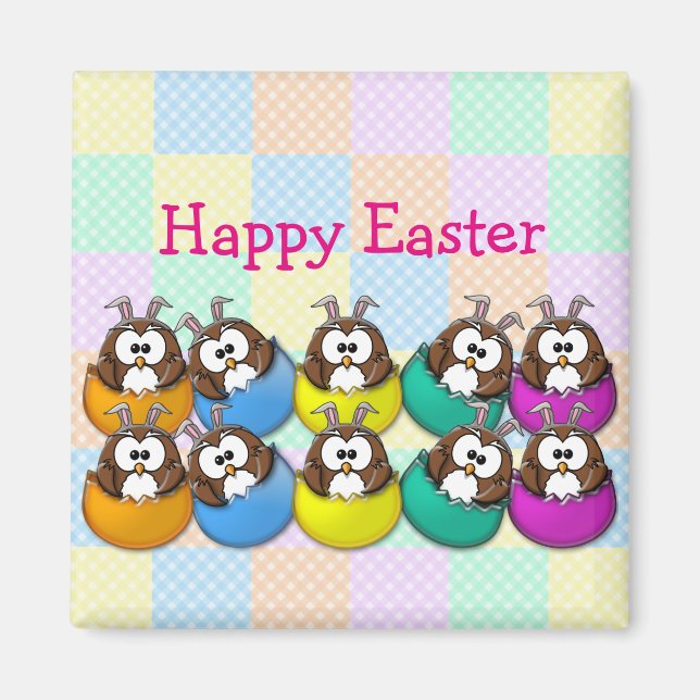 Imã Coruja-páscoa - arco-íris (Frente)