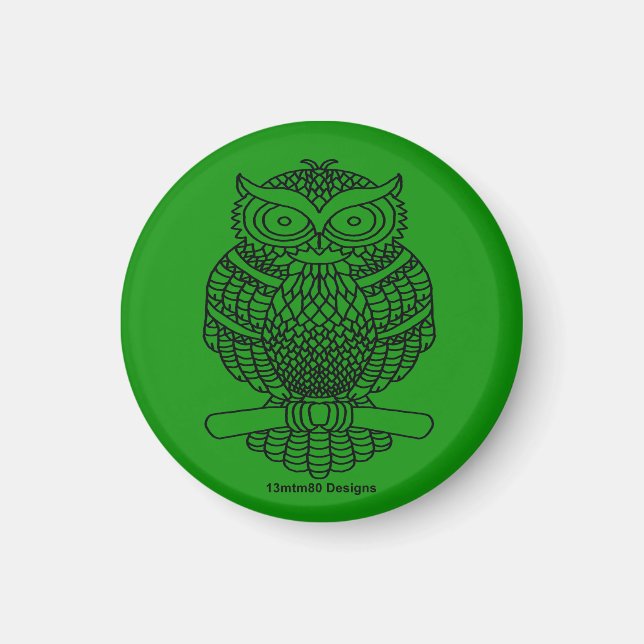 Imã Coruja (verde escuro) - Ímã (Frente)