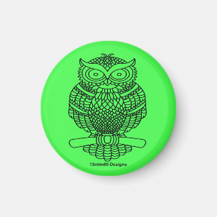 Imã Coruja (verde neon) - Ímã