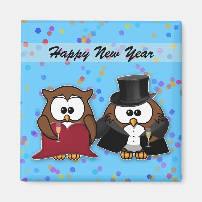 Imã corujas de champanhe (Frente)