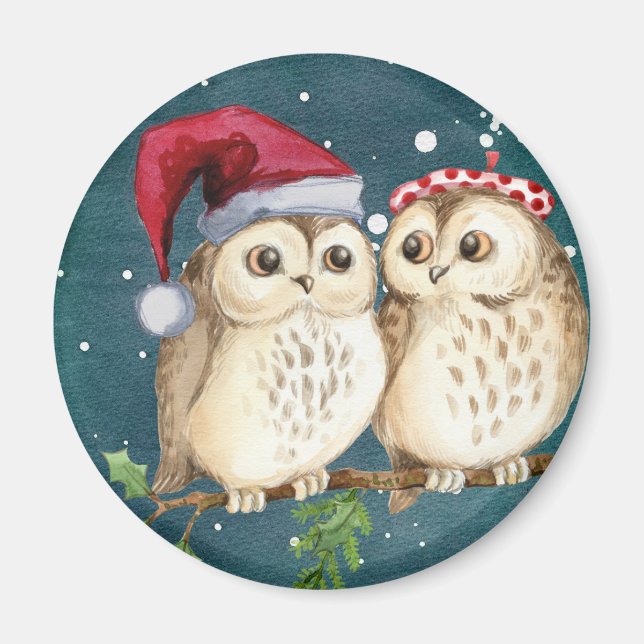 Imã Corujas de feliz-natal (Frente)