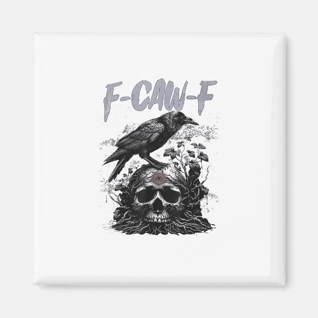 Imã Corvo F-Caw-F Engraçado Funny Halloween Retro Clás (Frente)