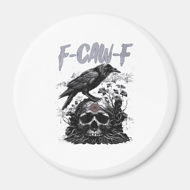 Imã Corvo F-Caw-F Engraçado Funny Halloween Retro Clás (Frente)
