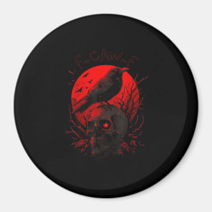 Imã Corvo F-Caw-F Engraçado Pássaro Lua Vermelha Gótic