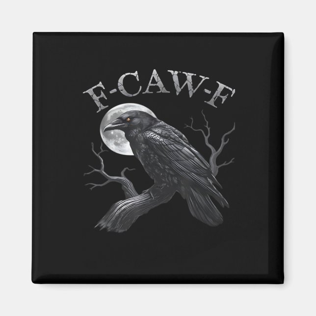 Imã Corvo F-Caw-F Pássaro Engraçado Lua Clássico Retrô (Frente)