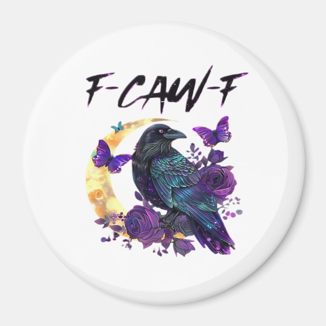 Imã Corvo F Caw F Pássaro Engraçado Lua Design Gótico (Frente)