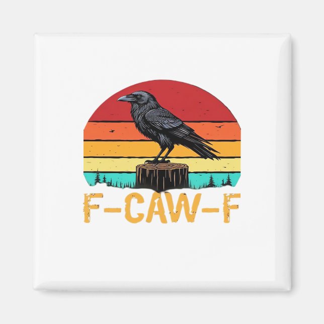 Imã Corvo, F-Caw-F Pássaro Engraçado Retro Clássico (Frente)