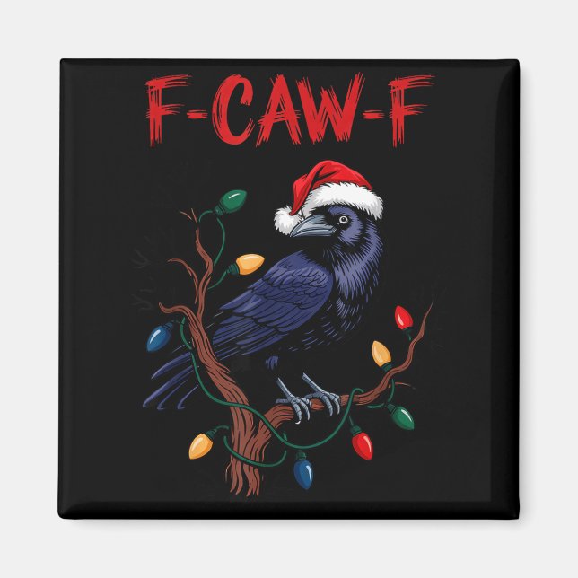 Imã Corvo Preto, F-caw-f Meme Pássaro Preto Com Chapéu (Frente)
