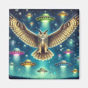 Imã Cosmic Owl Nightscape - OVNIs no céu