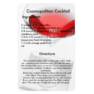 Ímã cosmopolita da receita da bebida do cocktail