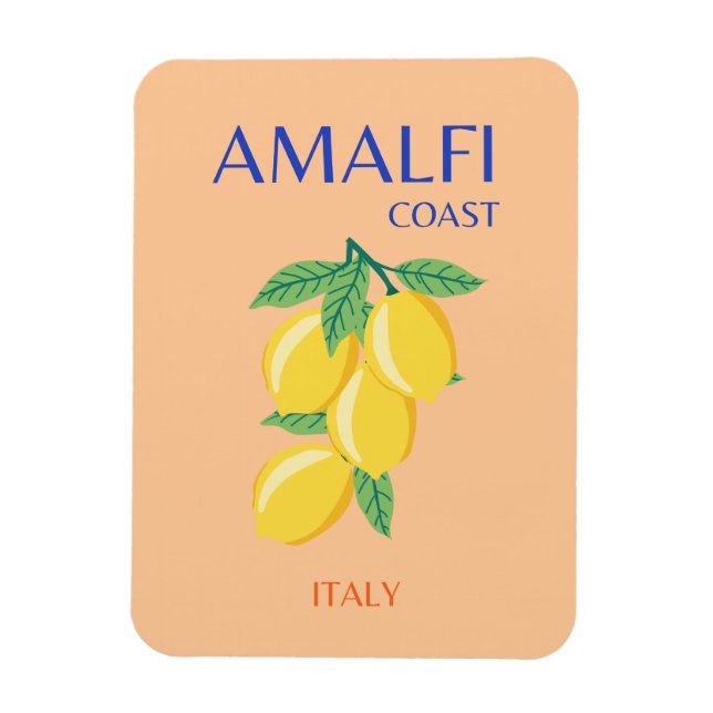 Ímã Costa Amalfi, Itália, Viagem Art, Pastel, Laranja (Vertical)