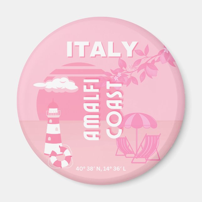 Imã Costa Amalfitana, Arte Viagem, Rosa (Frente)