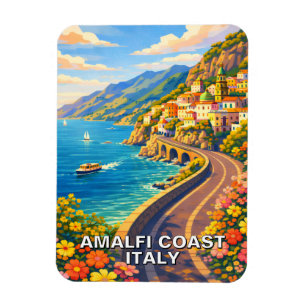 Ímã Costa Amalfitana Itália Riviera Viagem Vintage