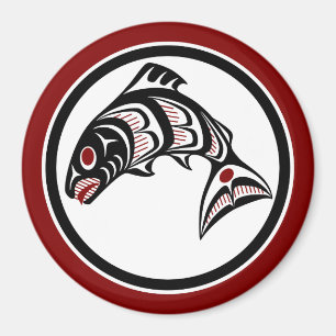 Imã Costa do Pacífico Noroeste Haida art Salmon
