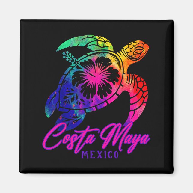 Imã Costa Maya Mexico Tie Dye Sea Turtle Hibiscus Beac (Frente)