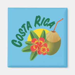 Imã Costa Rica com hibiscus e coco