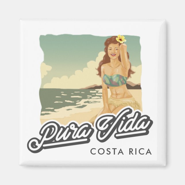 Imã Costa Rica Pura Vida Girl no Surf da praia (Frente)
