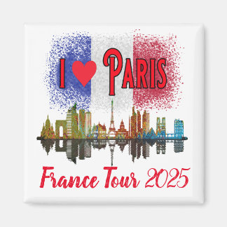 Imã Costume Eu Amo Paris Skyline French Flag Souvenir
