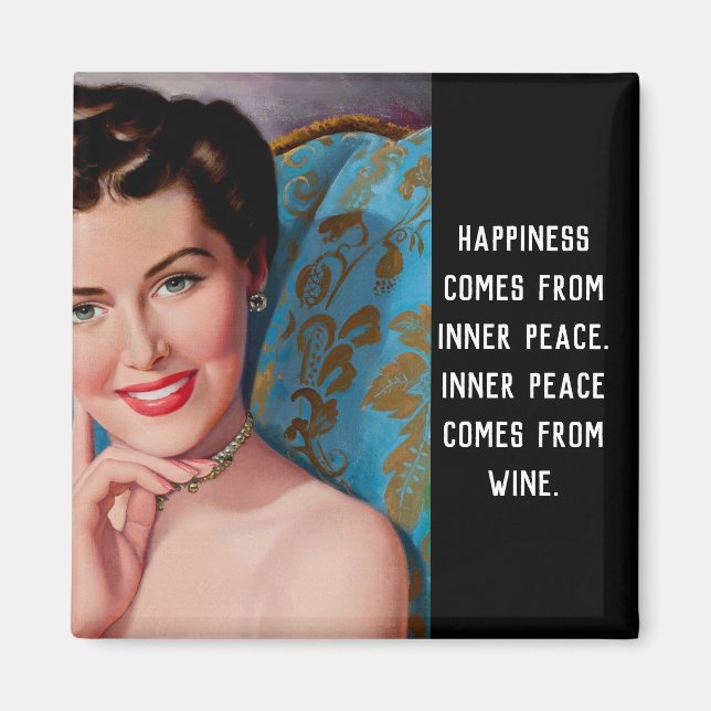 Imã Cota de Vinho Engraçado Retro Homemaker Magnet (Frente)