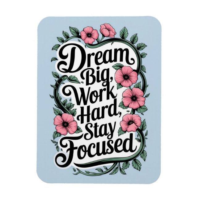 Ímã Cota Motivacional e Decorações Florais Flexíveis (Vertical)