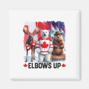 Imã Cotovelos Acima Bandeira do Canadá Hockey Castor E